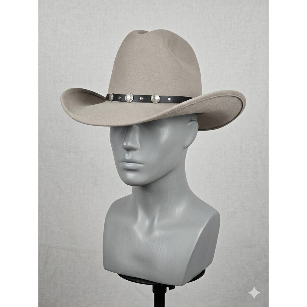 Sheplers 100% Wool Cowboy Hat Small Made USA Gray Western Concho Band